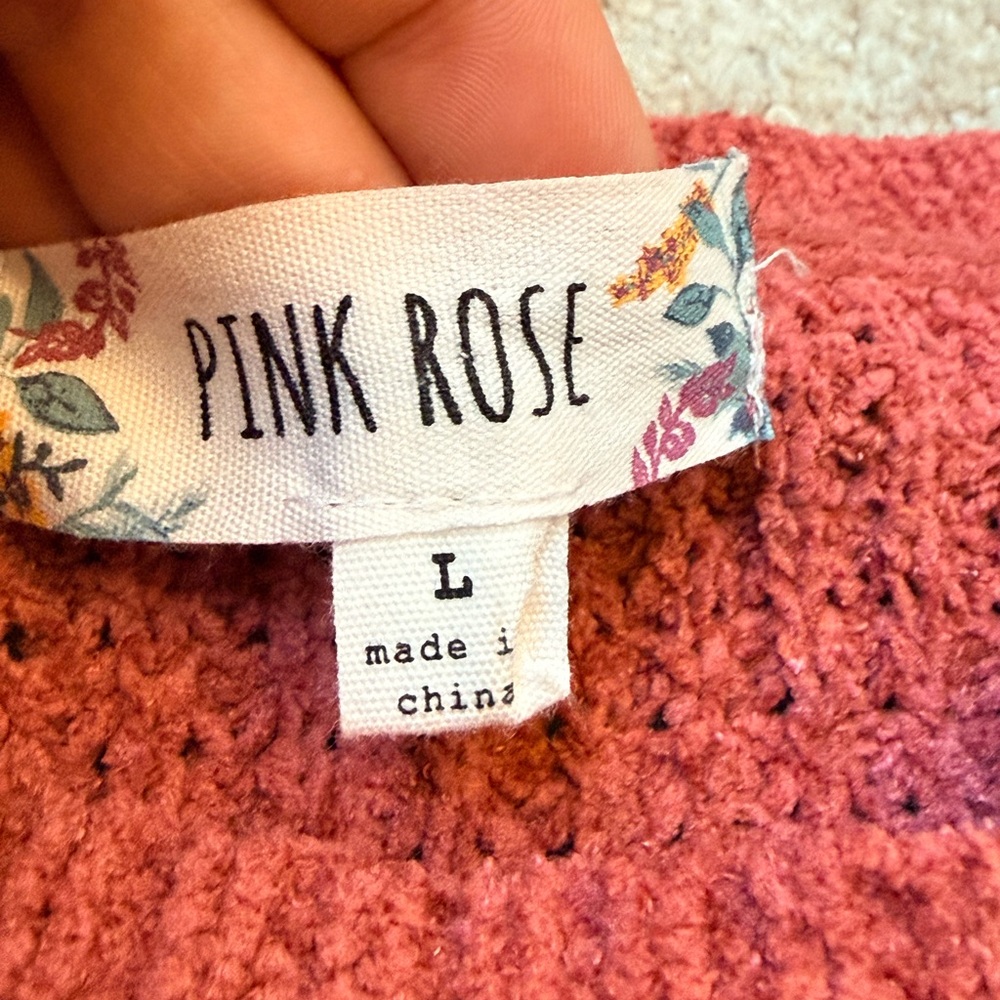 Pink Rose Women’s Rust Knit Sweater Cropped Long Sleeve Casual Size L - Picture 4 of 6